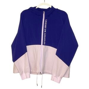 UNDER ARMOUR women's jacket windbreaker large lightweight full zip purple hoodie